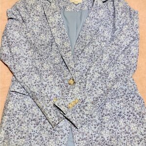 LOFT Light Blue Floral Single-Breasted Blazer EUC SZ 4